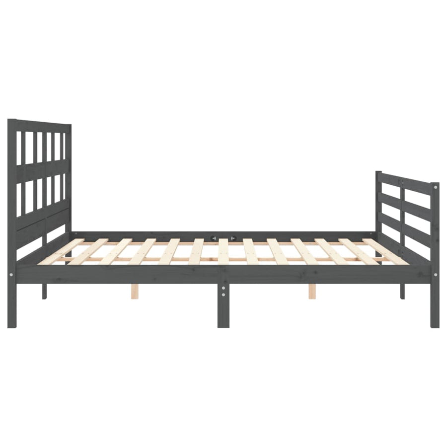 Bedframe Met Hoofdbord Massief Hout 200 x 200 cm Grijs