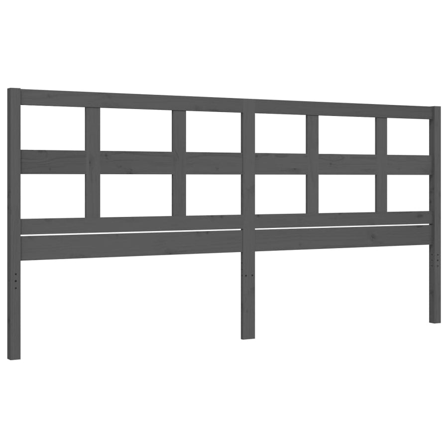 Bedframe Met Hoofdbord Massief Hout 200 x 200 cm Grijs