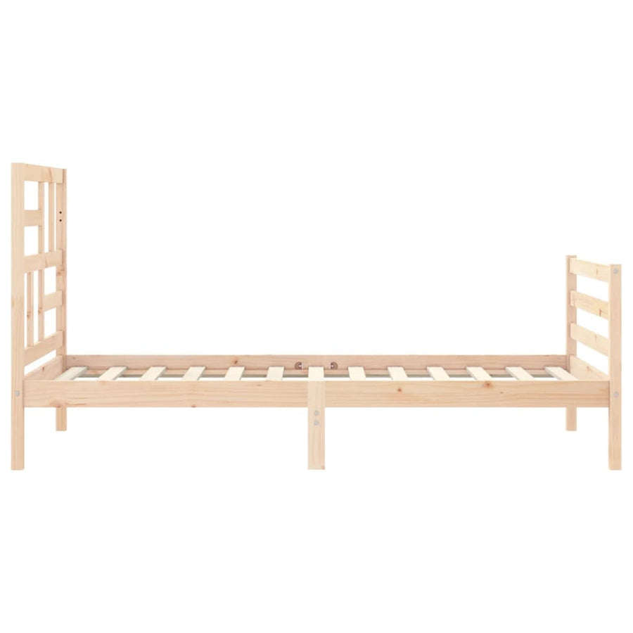 Bedframe met hoofdbord massief hout 100x200 cm 100 x 200 cm Naturel