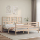 Bedframe met hoofdbord massief hout 160x200 cm 160 x 200 cm Naturel