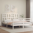 Bedframe met hoofdbord massief hout wit 160x200 cm 160 x 200 cm Wit