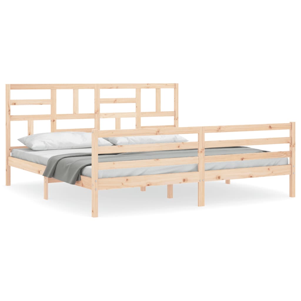 Bedframe Met Hoofdbord Massief Hout 200X200 Cm