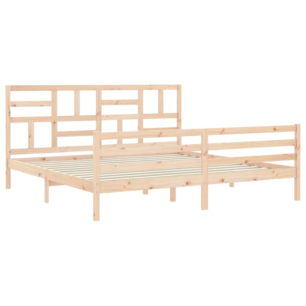 Bedframe Met Hoofdbord Massief Hout 200X200 Cm