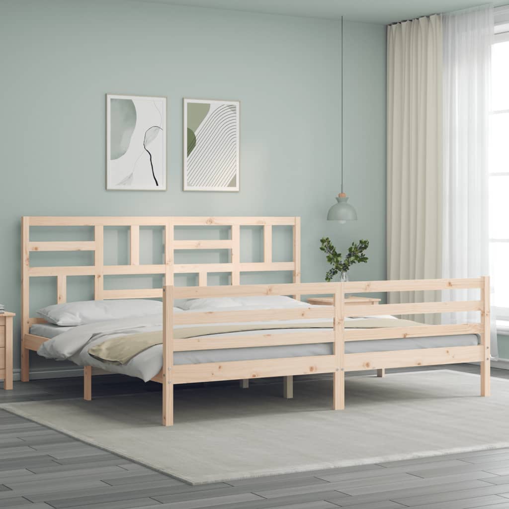 Bedframe Met Hoofdbord Massief Hout 200X200 Cm