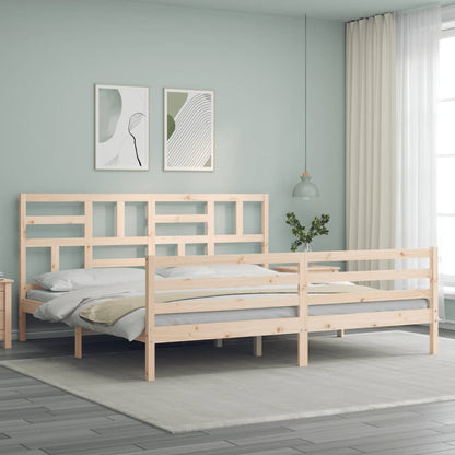 Bedframe Met Hoofdbord Massief Hout 200X200 Cm