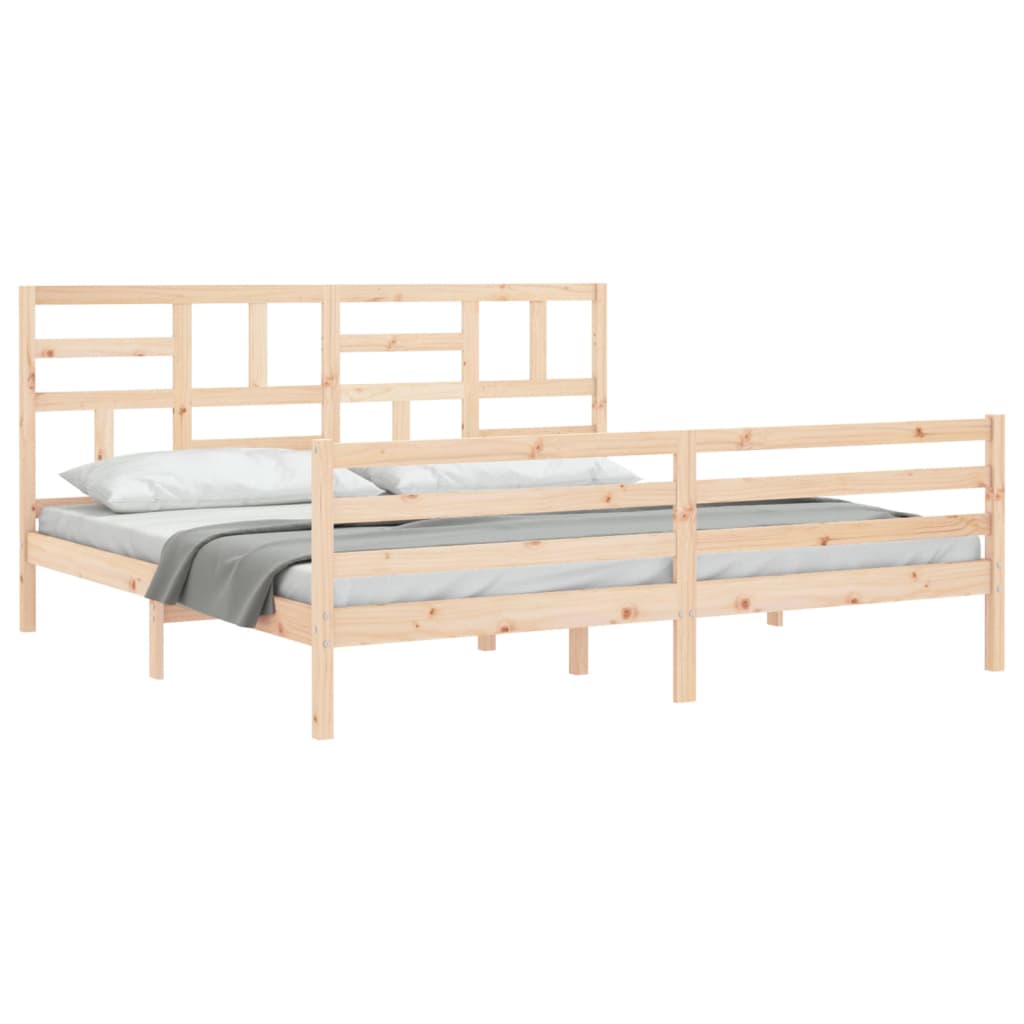 Bedframe Met Hoofdbord Massief Hout 200X200 Cm