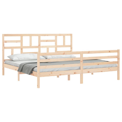Bedframe Met Hoofdbord Massief Hout 200X200 Cm