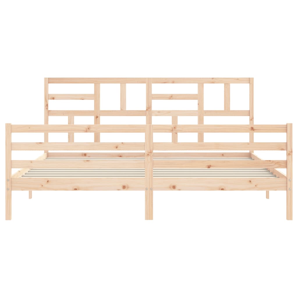 Bedframe Met Hoofdbord Massief Hout 200X200 Cm