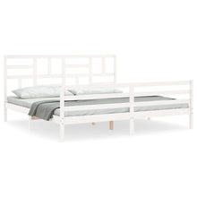 Bedframe met hoofdbord massief hout wit 200x200 cm 200 x 200 cm Wit