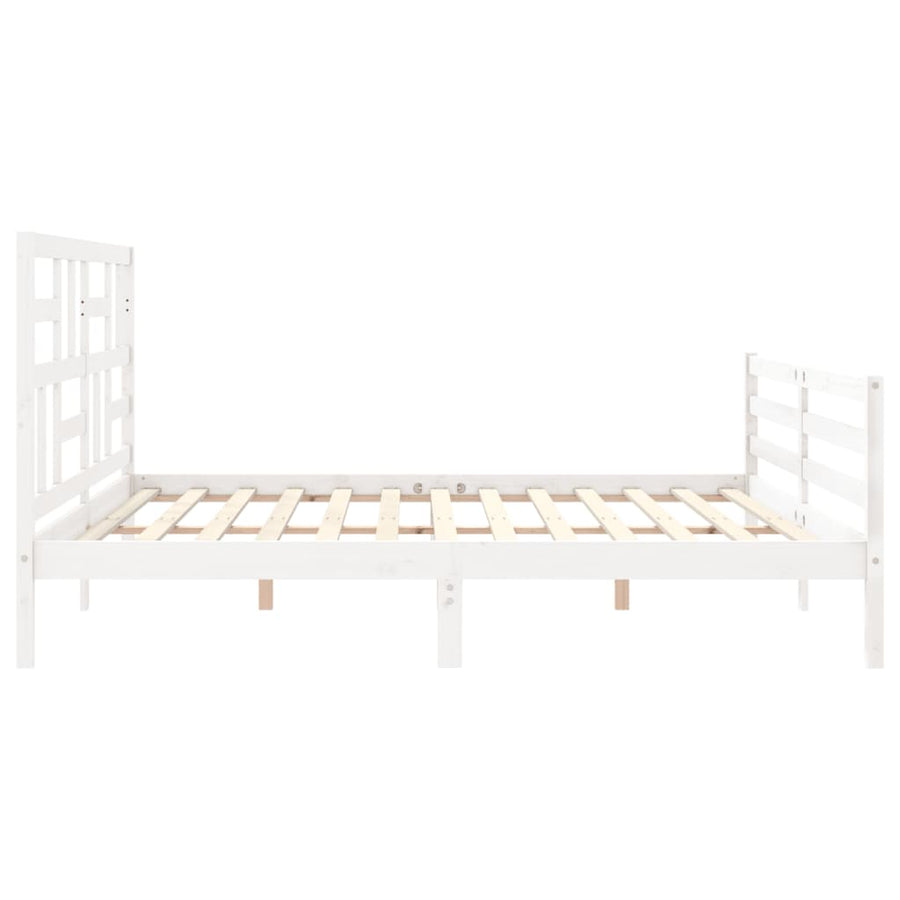 Bedframe met hoofdbord massief hout wit 200x200 cm 200 x 200 cm Wit