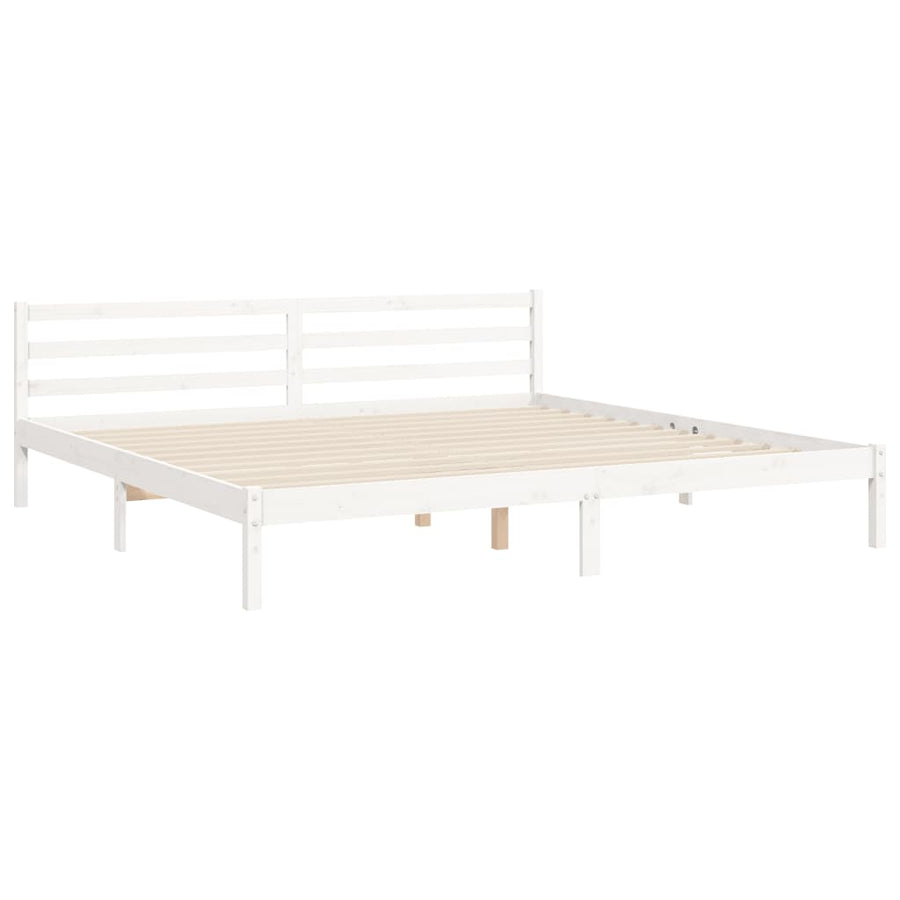 Bedframe met hoofdbord massief hout wit 200x200 cm 200 x 200 cm Wit