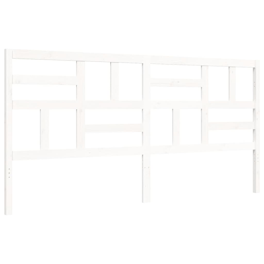 Bedframe met hoofdbord massief hout wit 200x200 cm 200 x 200 cm Wit