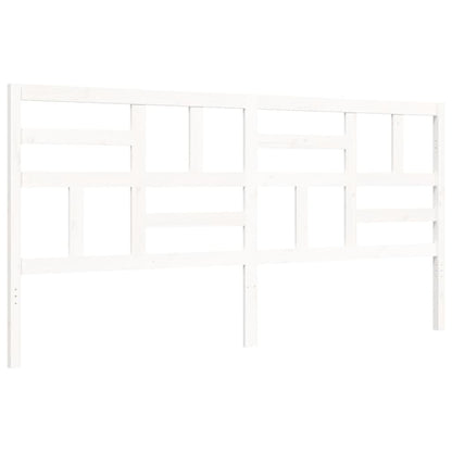 Bedframe met hoofdbord massief hout wit 200x200 cm 200 x 200 cm Wit