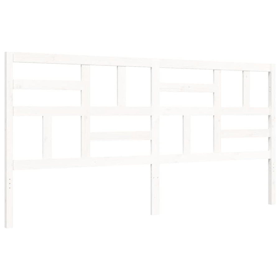 Bedframe met hoofdbord massief hout wit 200x200 cm 200 x 200 cm Wit