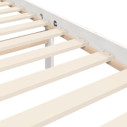 Bedframe met hoofdbord massief hout wit 200x200 cm 200 x 200 cm Wit