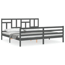 Bedframe Met Hoofdbord Massief Hout 200 x 200 cm Grijs