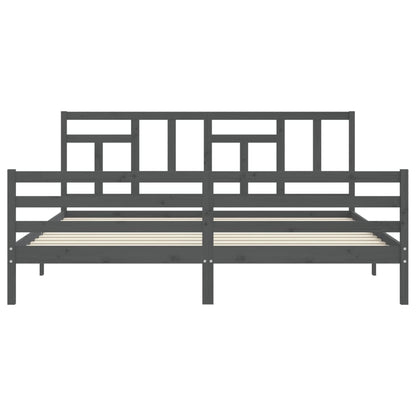 Bedframe Met Hoofdbord Massief Hout 200 x 200 cm Grijs