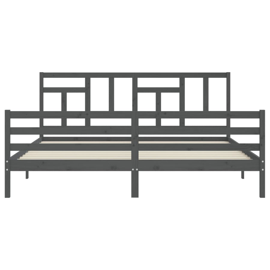 Bedframe Met Hoofdbord Massief Hout 200 x 200 cm Grijs