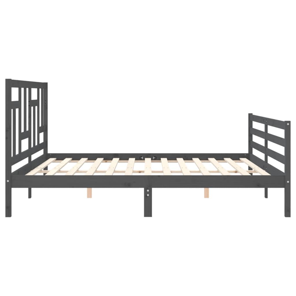 Bedframe Met Hoofdbord Massief Hout 200 x 200 cm Grijs