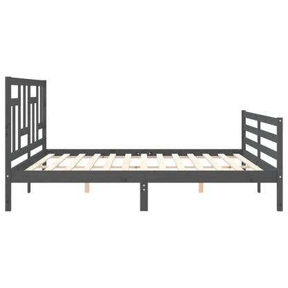 Bedframe Met Hoofdbord Massief Hout 200 x 200 cm Grijs