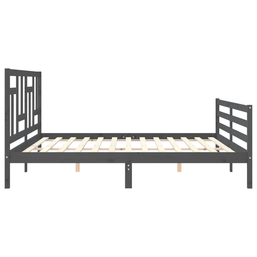 Bedframe Met Hoofdbord Massief Hout 200 x 200 cm Grijs