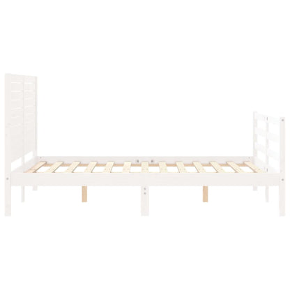 Bedframe Met Hoofdbord Massief Hout Wit 140X190 Cm Taupe