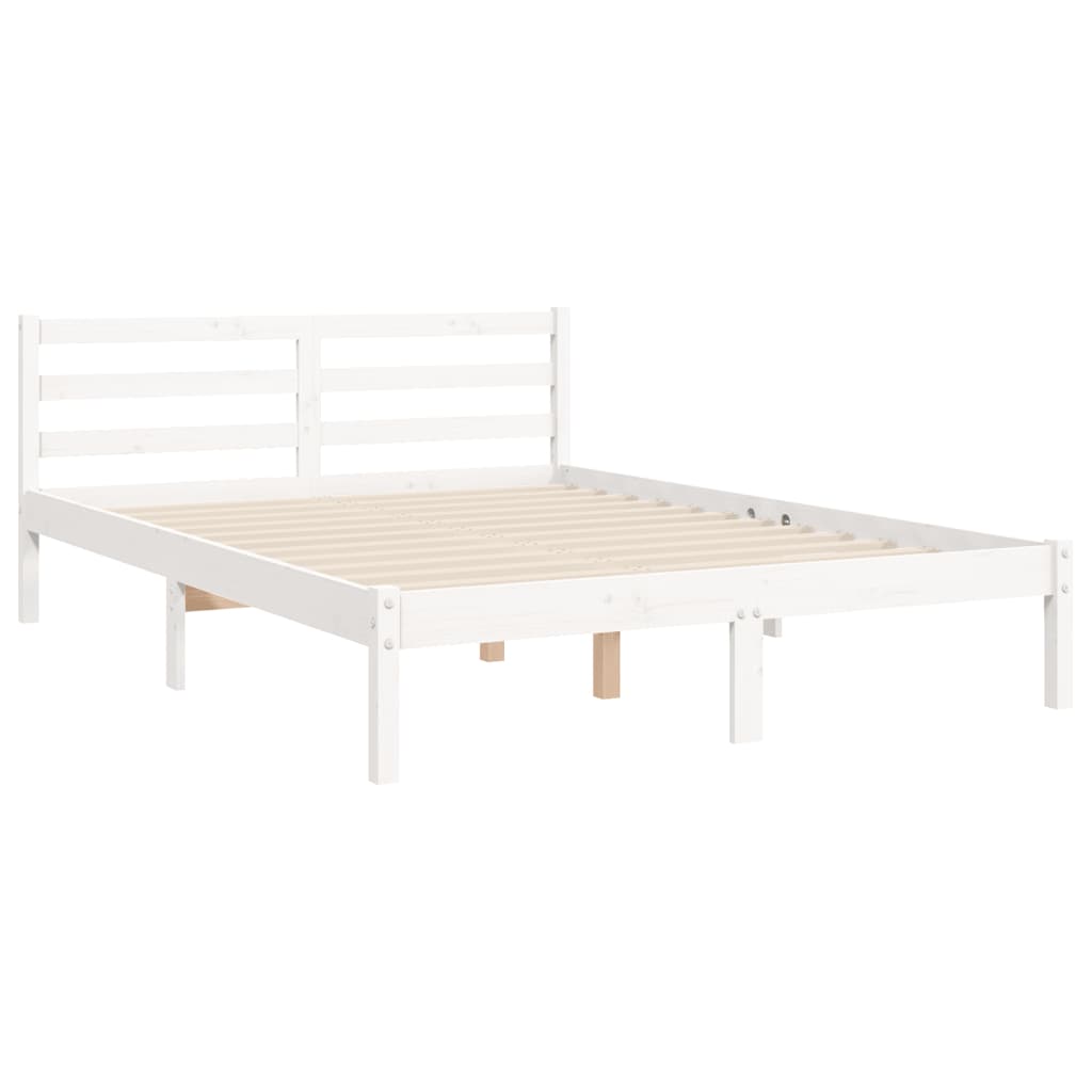 Bedframe Met Hoofdbord Massief Hout Wit 140X190 Cm Taupe