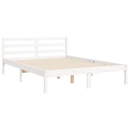 Bedframe Met Hoofdbord Massief Hout Wit 140X190 Cm Taupe