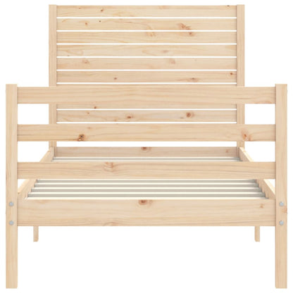 Bedframe met hoofdbord massief hout 100x200 cm 100 x 200 cm Naturel