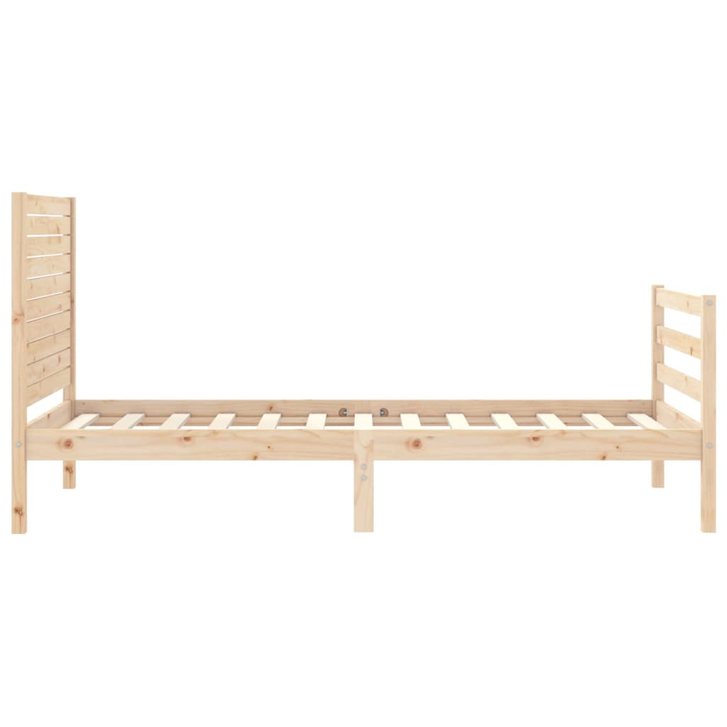 Bedframe met hoofdbord massief hout 100x200 cm 100 x 200 cm Naturel