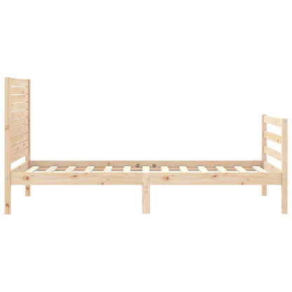 Bedframe met hoofdbord massief hout 100x200 cm 100 x 200 cm Naturel
