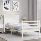 Bedframe met hoofdbord massief hout wit 100x200 cm 100 x 200 cm Wit