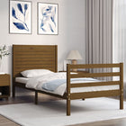 Bedframe met hoofdbord massief hout honingbruin 100x200 cm 100 x 200 cm Honingbruin