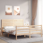 Bedframe met hoofdbord massief hout 160x200 cm 160 x 200 cm Naturel