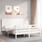 Bedframe met hoofdbord massief hout wit 160x200 cm 160 x 200 cm Wit