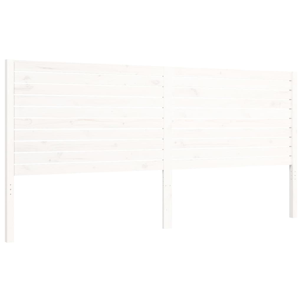 Bedframe met hoofdbord massief hout wit 200x200 cm 200 x 200 cm Wit