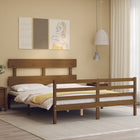 Bedframe Met Hoofdbord Hout 160 x 200 cm Honingbruin Laag