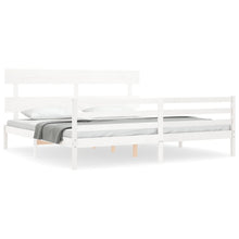 Bedframe Met Hoofdbord Massief Hout 200 x 200 cm Wit Laag