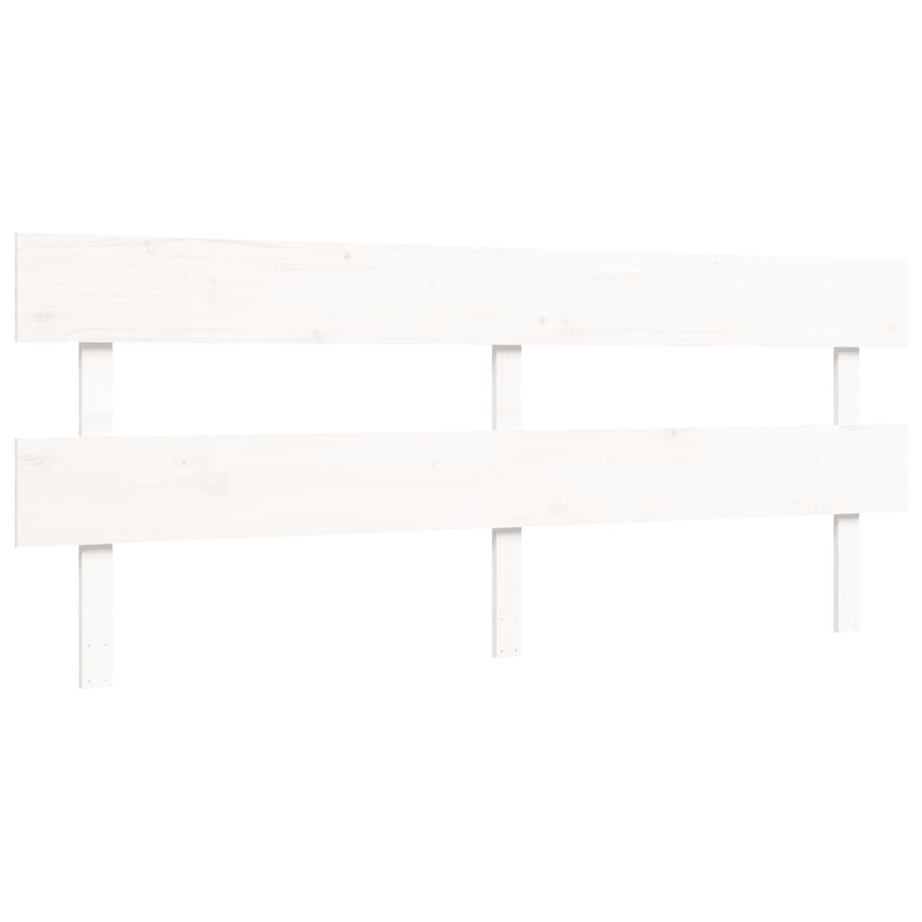 Bedframe Met Hoofdbord Massief Hout 200 x 200 cm Wit Laag