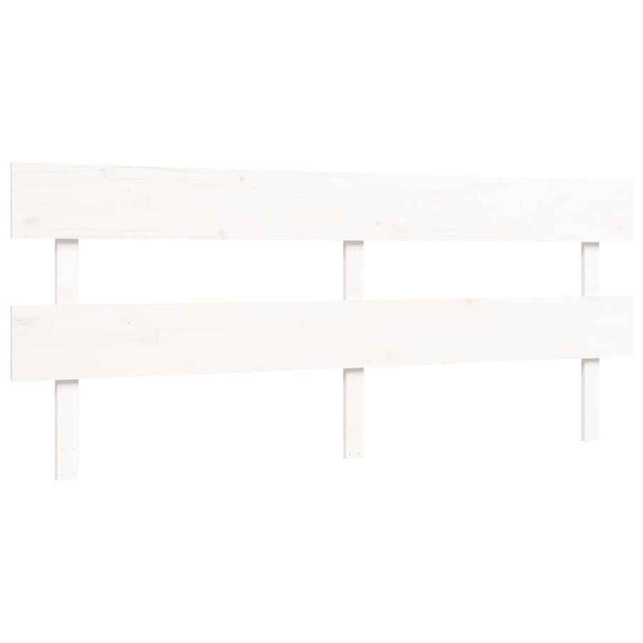 Bedframe Met Hoofdbord Massief Hout 200 x 200 cm Wit Laag