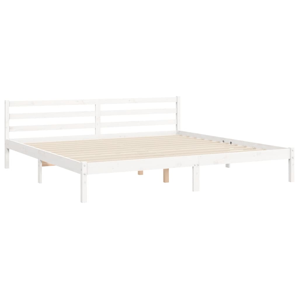 Bedframe Met Hoofdbord Massief Hout 200 x 200 cm Wit Laag