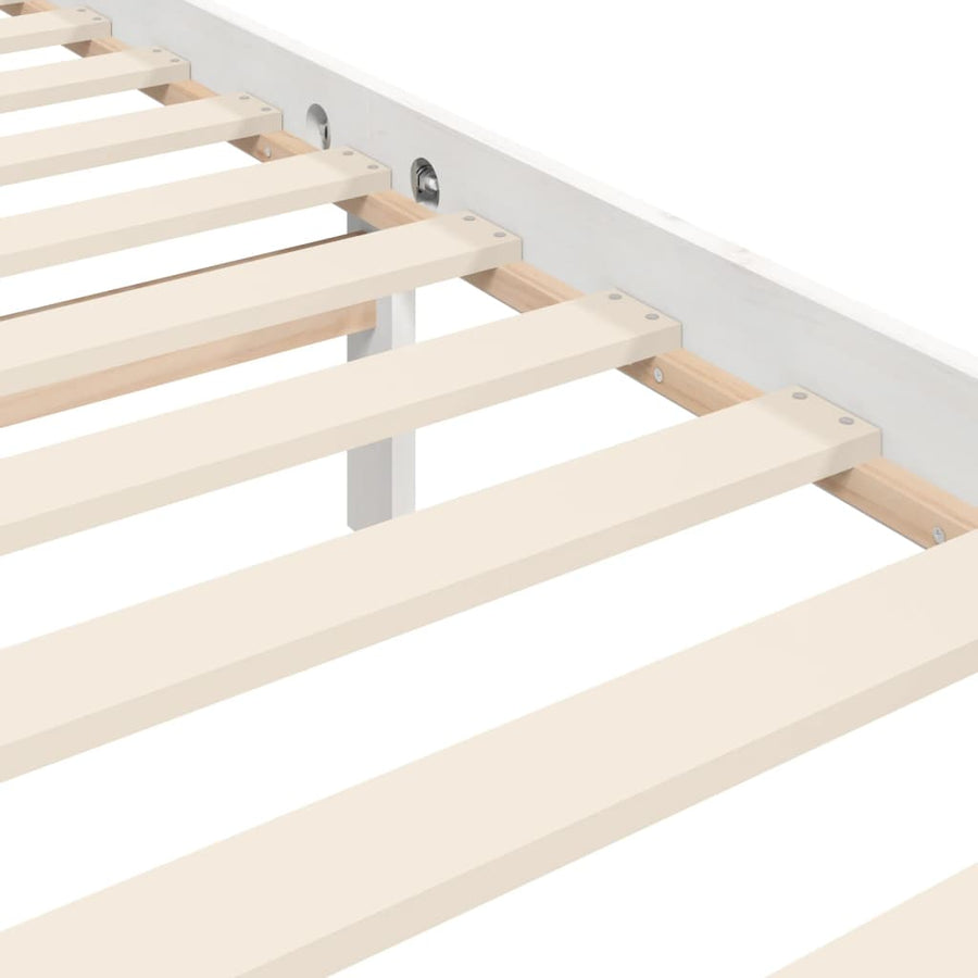 Bedframe Met Hoofdbord Massief Hout 200 x 200 cm Wit Laag