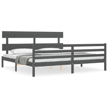 Bedframe Met Hoofdbord Massief Hout 200 x 200 cm Grijs Laag