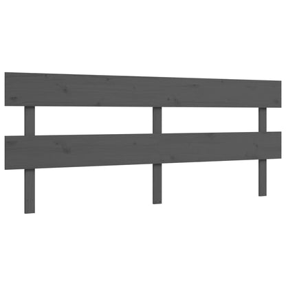 Bedframe Met Hoofdbord Massief Hout 200 x 200 cm Grijs Laag
