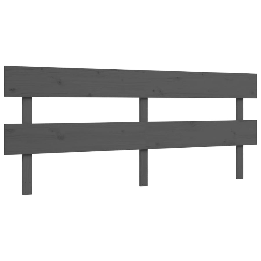 Bedframe Met Hoofdbord Massief Hout 200 x 200 cm Grijs Laag
