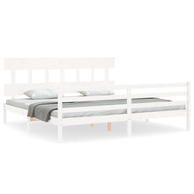 Bedframe Met Hoofdbord Massief Hout 200 x 200 cm Wit Laag