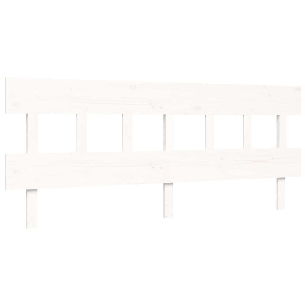 Bedframe Met Hoofdbord Massief Hout 200 x 200 cm Wit Laag