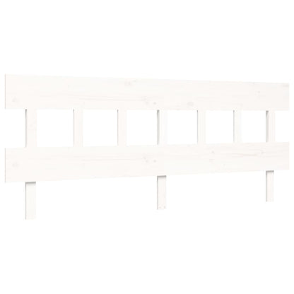 Bedframe Met Hoofdbord Massief Hout 200 x 200 cm Wit Laag