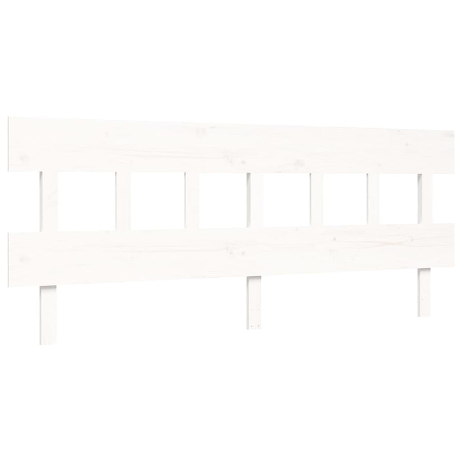 Bedframe Met Hoofdbord Massief Hout 200 x 200 cm Wit Laag