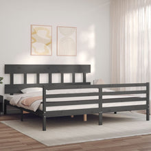 Bedframe Met Hoofdbord Massief Hout 200 x 200 cm Grijs Laag